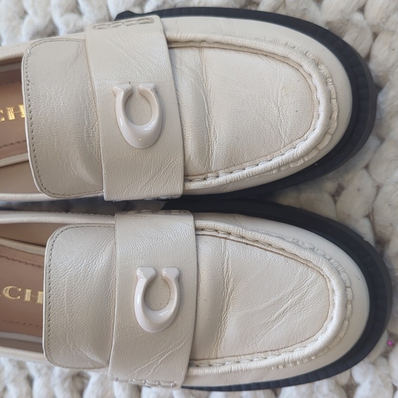Coach Leah Loafers Cream White Leather Platforms - Picture 4 of 6